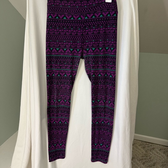 LulaRoe Stretchy Purple Patterned Womens Leggings One Size - Picture 2 of 6